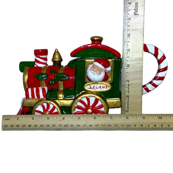 Vintage Santa Train Teapot With Nesting Creamer Sugar Bowl 3 Pieces Ceramic 1994 - Picture 10 of 16